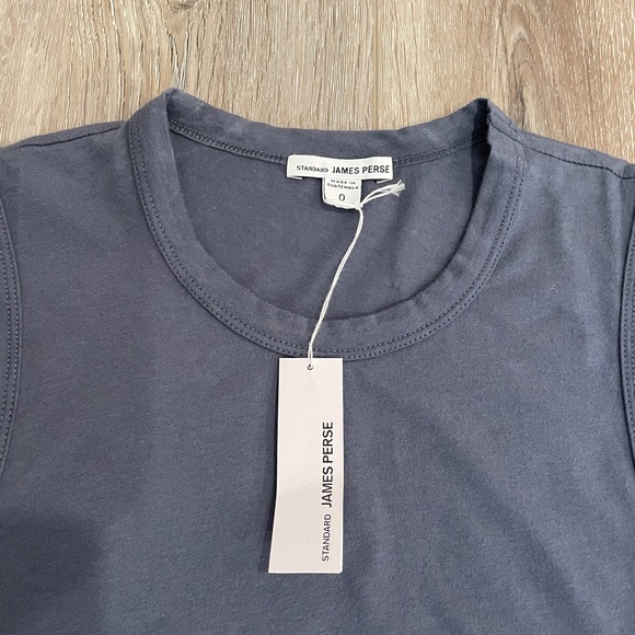 James Perse Tank Shirt Bodycon Dress Women's Size 0 Gray Ruched sleeveless crew - Picture 2 of 2